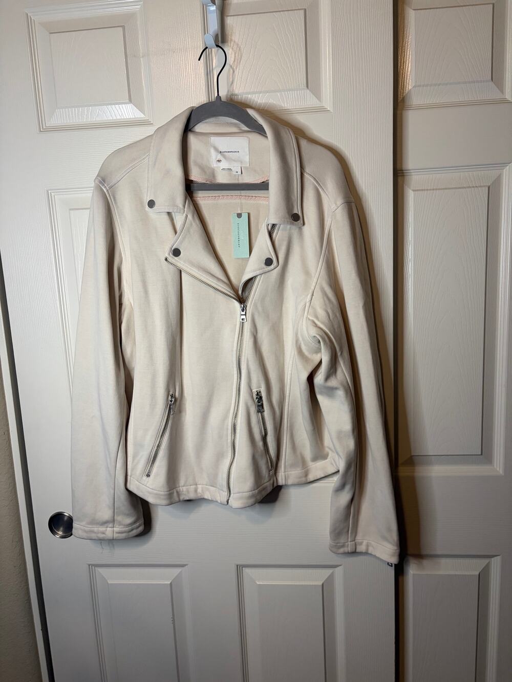 Women’s Anthropologie Ivory Cotton Moto Jacket 2X NWT